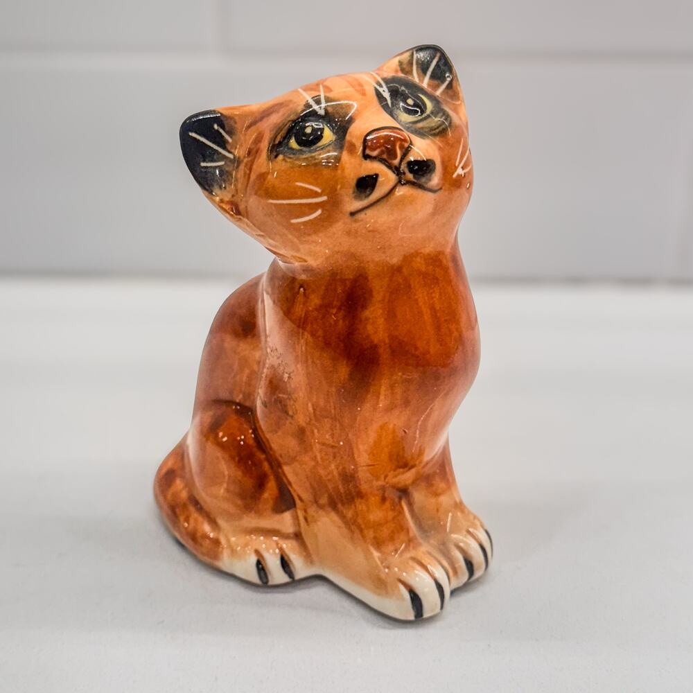 Vintage 1978 Seymour Mann Ceramic Cat Figurine 4.75” Orange Tabby Japan